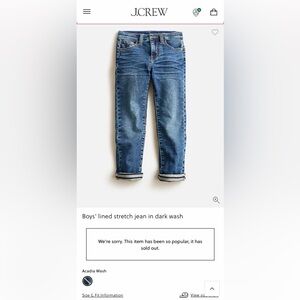 J. Crew Boys' Dark Wash Jeans